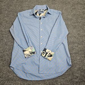 Robert Graham Shirt Men’s Large Multicolor Flip Cuff Preppy Geometric Striped